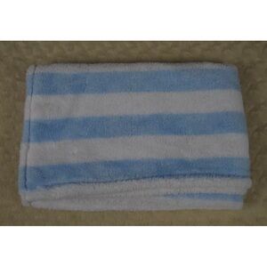 Baby Gear Blue White Stripes Baby Blanket Plush Soft Security Lovey